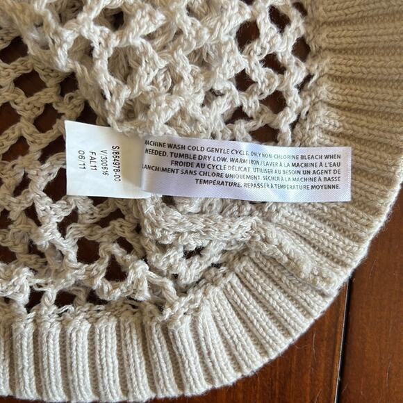 Old Navy Size S Cream Cotton Open Weave Cropped Pullover Sweater - Picture 4 of 7